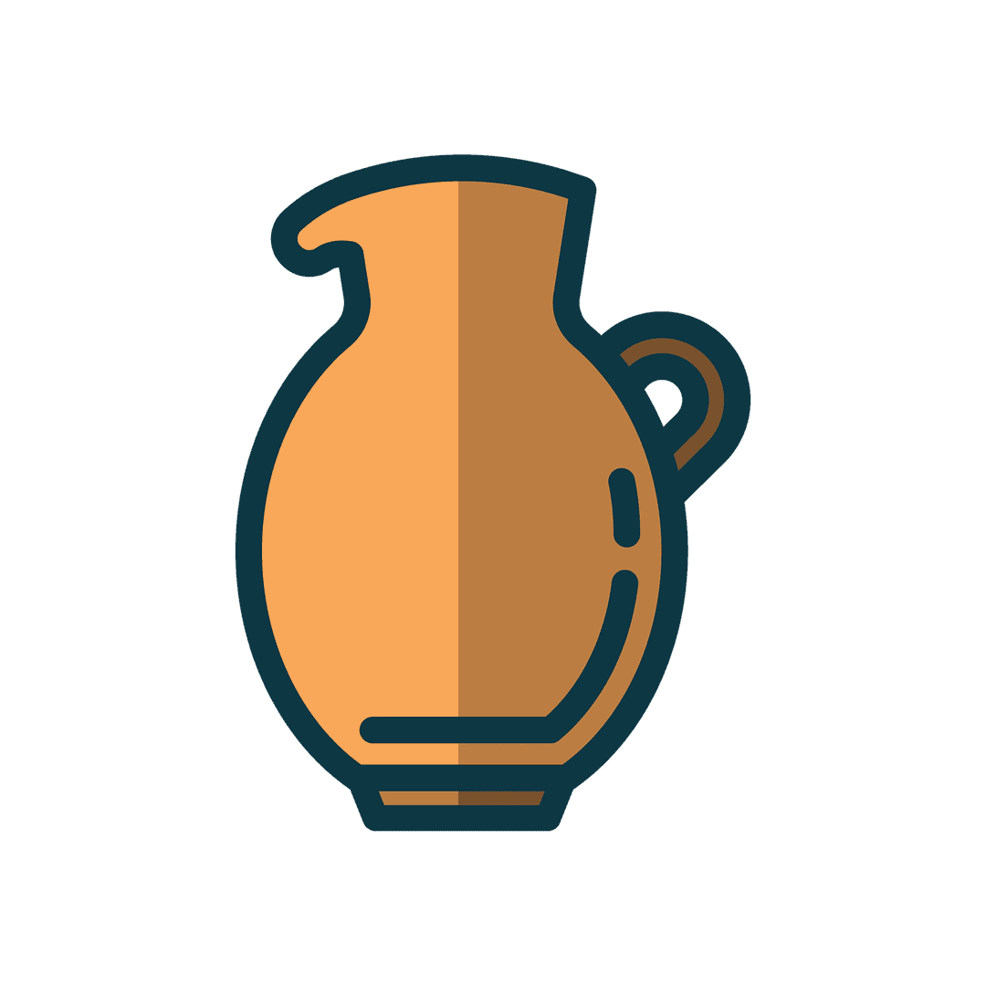 Stylized Brown Pot with Handle Transparent Design