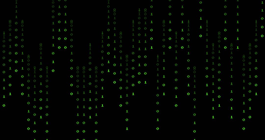 Green Binary Code Falling on Black Background with Digital Tech Vibe - Free Images, Stock Photos and Pictures on Pikwizard.com