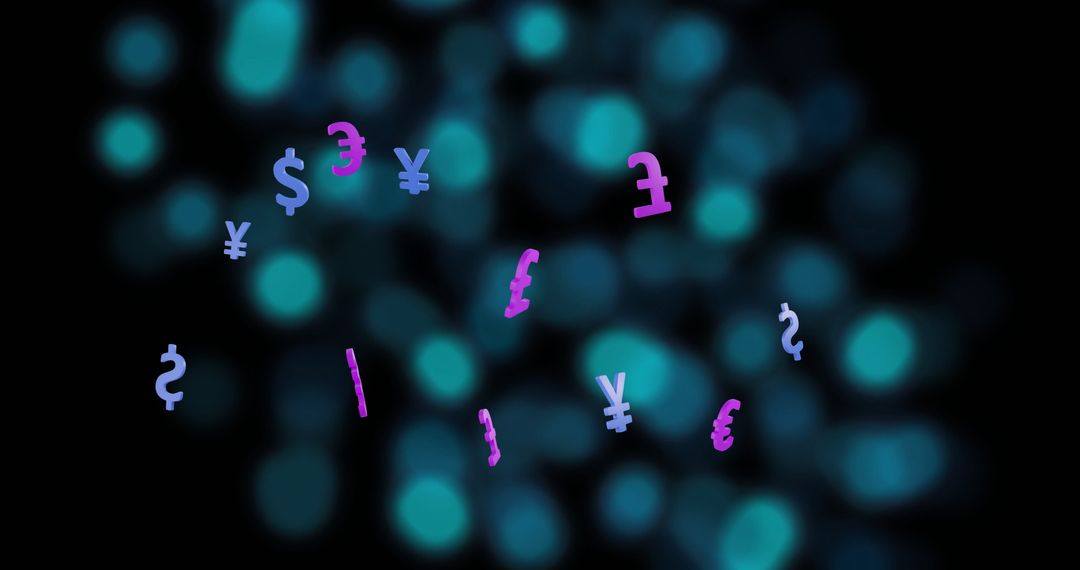 Floating Currency Symbols on Modern Digital Background