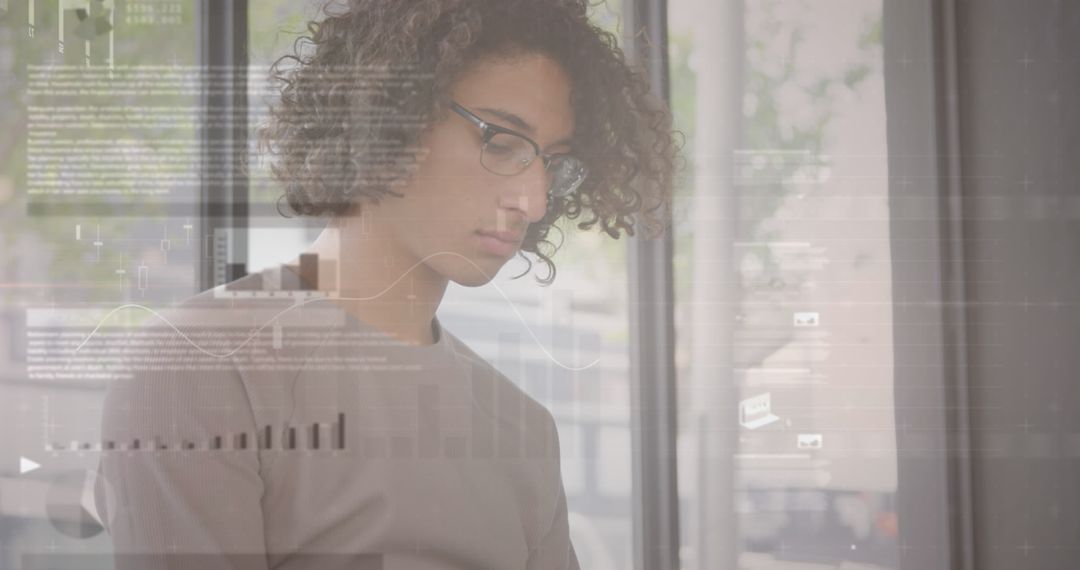 Businessman Analyzing Data with Smartphone and Digital Statistics