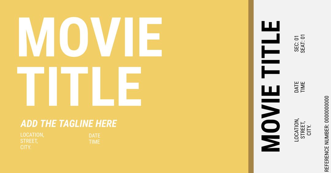 Bold Yellow Movie Ticket Template for Film Premieres and Events - Download Free Stock Templates Pikwizard.com