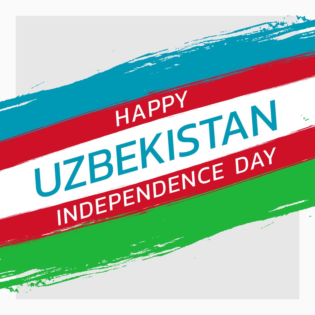 Uzbekistan Independence Day Text with National Colors