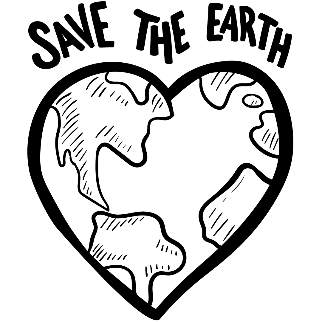Transparent Heart Symbol with Save the Earth Message