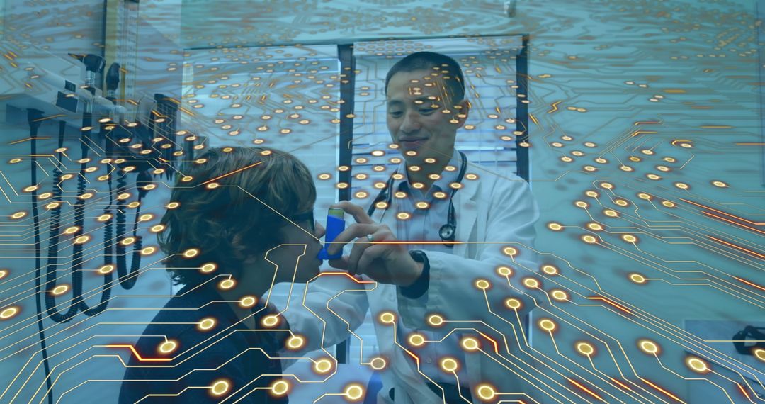 Medical Technology Integration: Doctor Shows Child Asthma Device