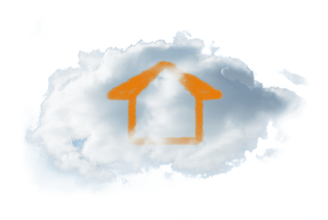 Transparent Cloud with House Symbol for Digital Network Application