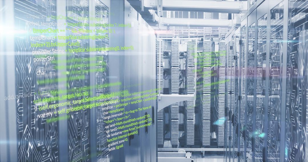 Computer code overlaying data center servers
