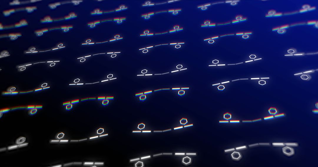 Geometric Patterns in Motion on Blue Surface