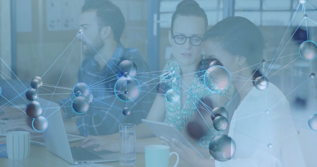 Collaborative Coworkers Discuss Innovative Technology with Molecular Network