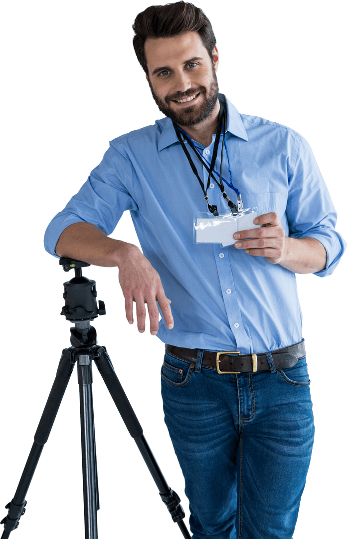 Transparent Background: Smiling Man with Identity Card