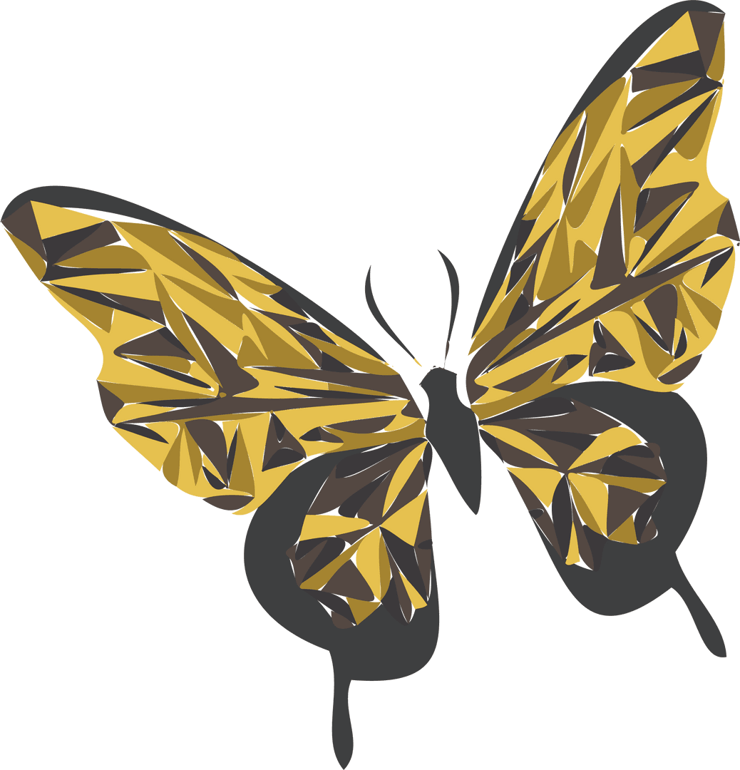 Geometric Mosaic Butterfly Illustration on Transparent Canvas