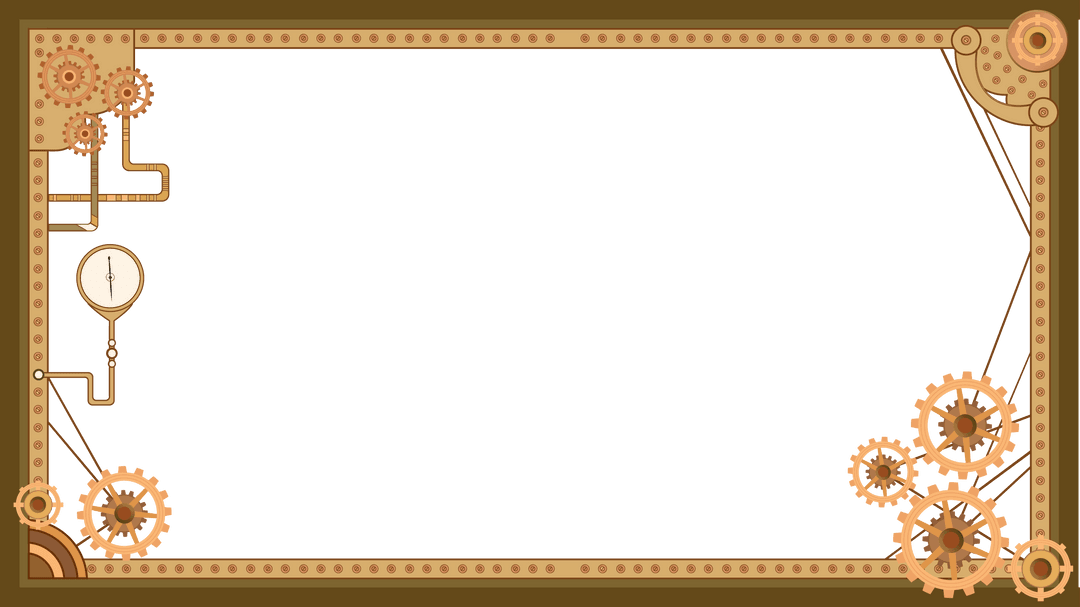 Steampunk Frame with Brass Gears and Transparent Design