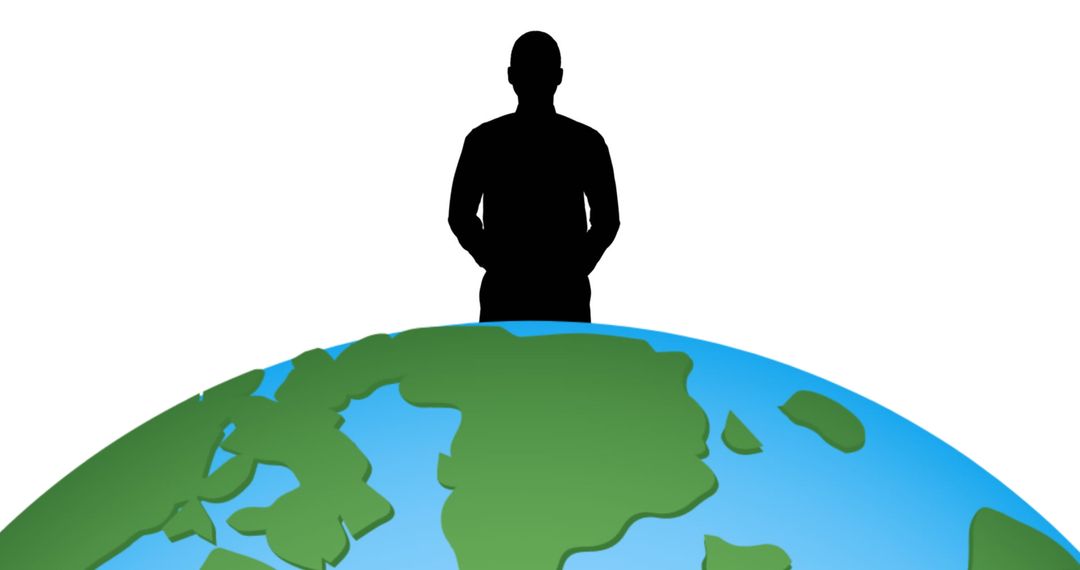 Silhouette of Man over Globe Representing Globalization Concept