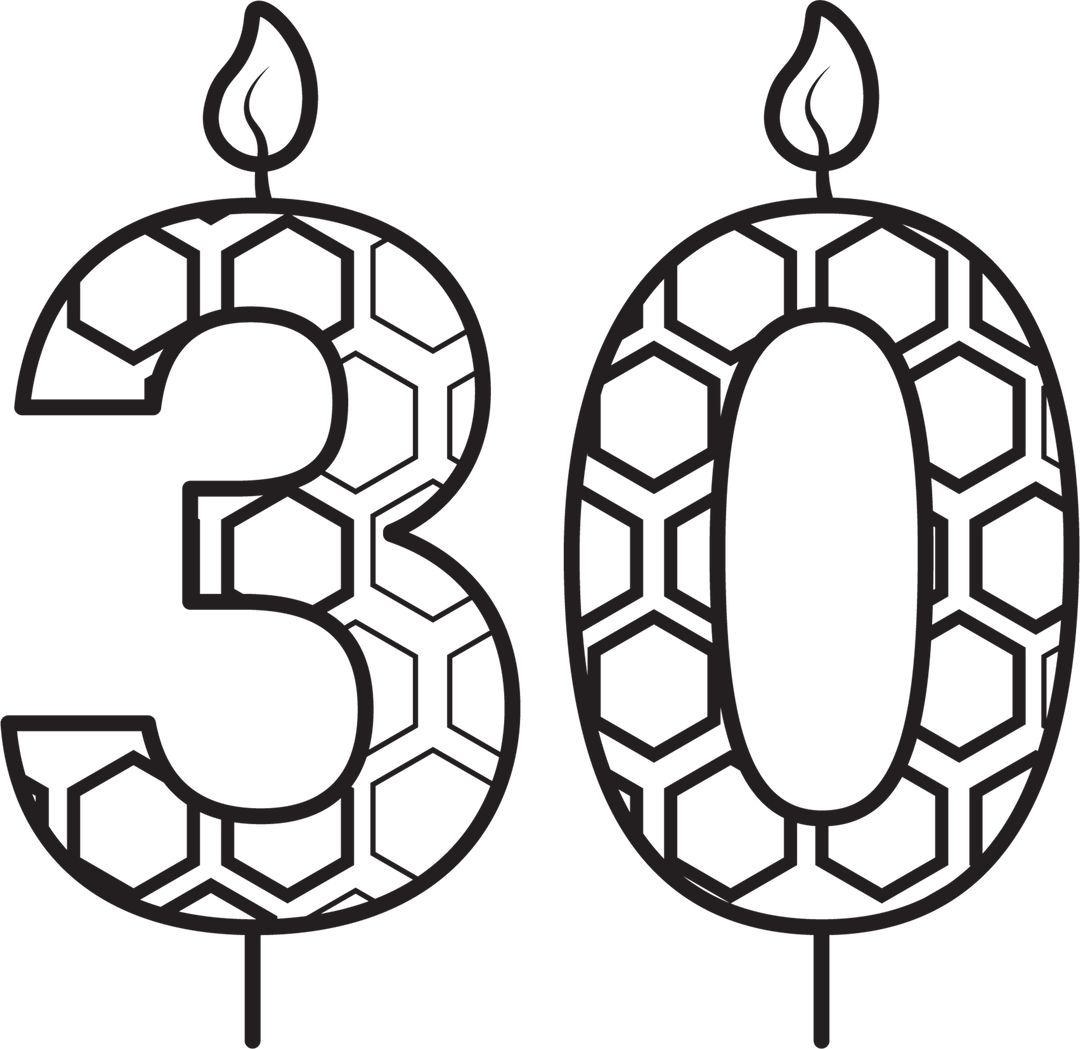 Black 30th Birthday Candle with Pattern on Transparent Background - Download Free Stock Images Pikwizard.com