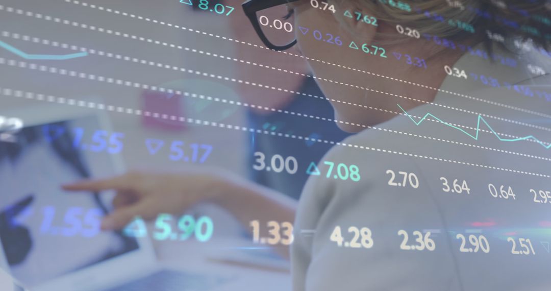 Abstract Image of Businesswoman Analyzing Financial Data