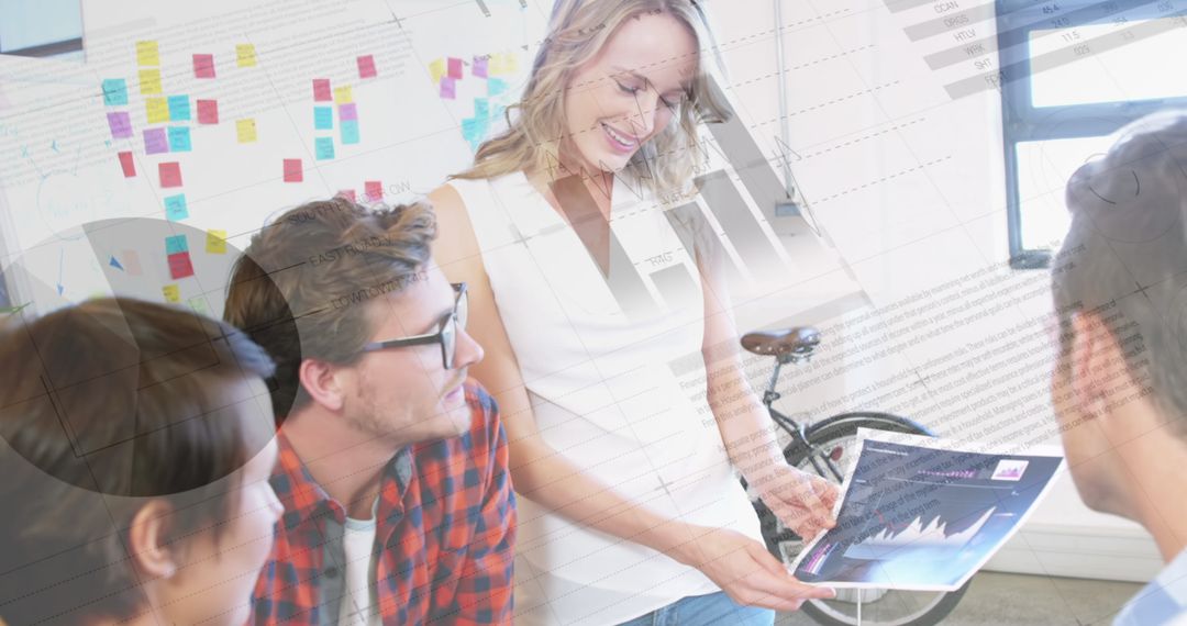 Collaborative Team Analyzing Financial Data Overlay