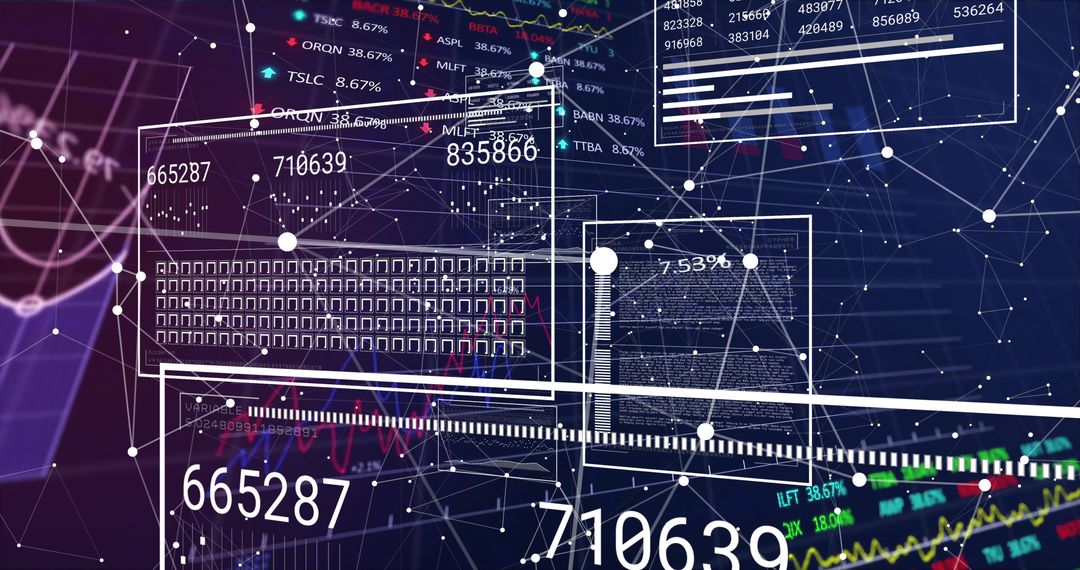 Digital Financial Data Editing with Network Connections on Black Background