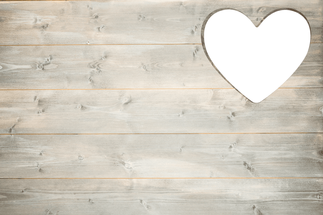 Rustic Heart Cut-out on Wooden Planks with Transparent Background