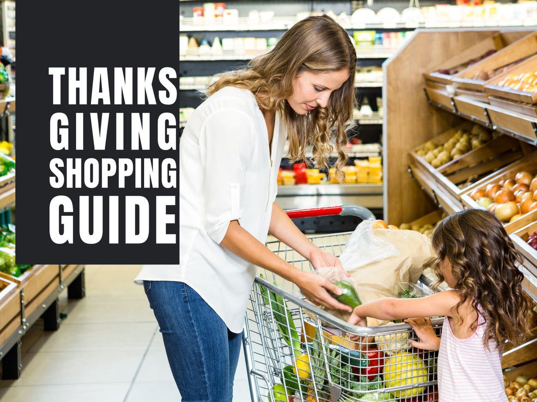 Mother and Daughter Thanksgiving Grocery Shopping Preparation