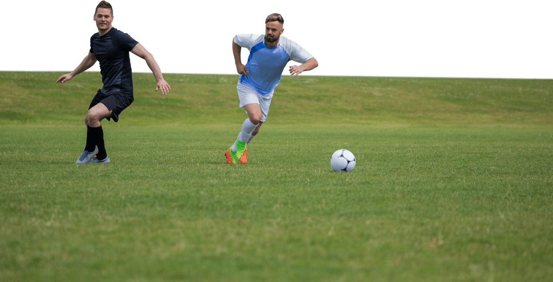 Dynamic Male Soccer Players on Transparent Background