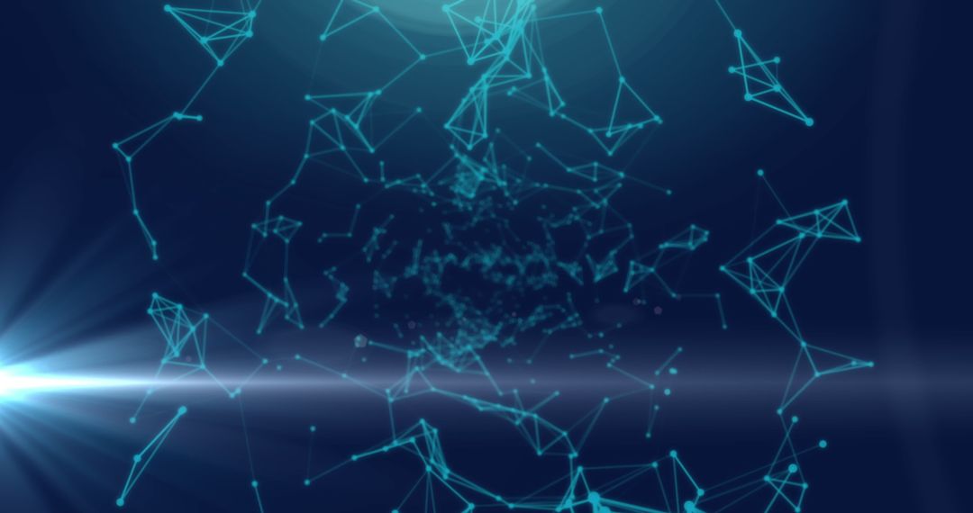 Futuristic Digital Network Visualization with Blue Background