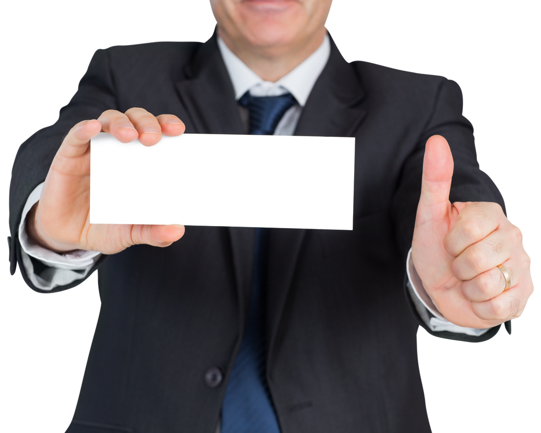 Transparent Businessman Holding Blank Card Showing Thumbs Up - Download Free Stock Images Pikwizard.com