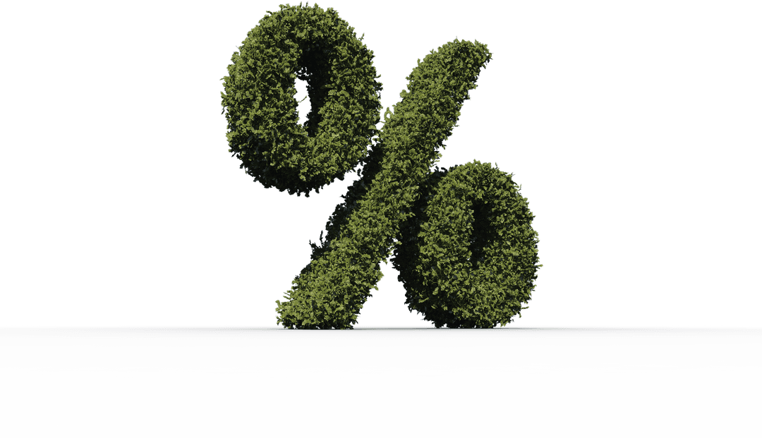 Green Foliage Percent Symbol on Transparent Background