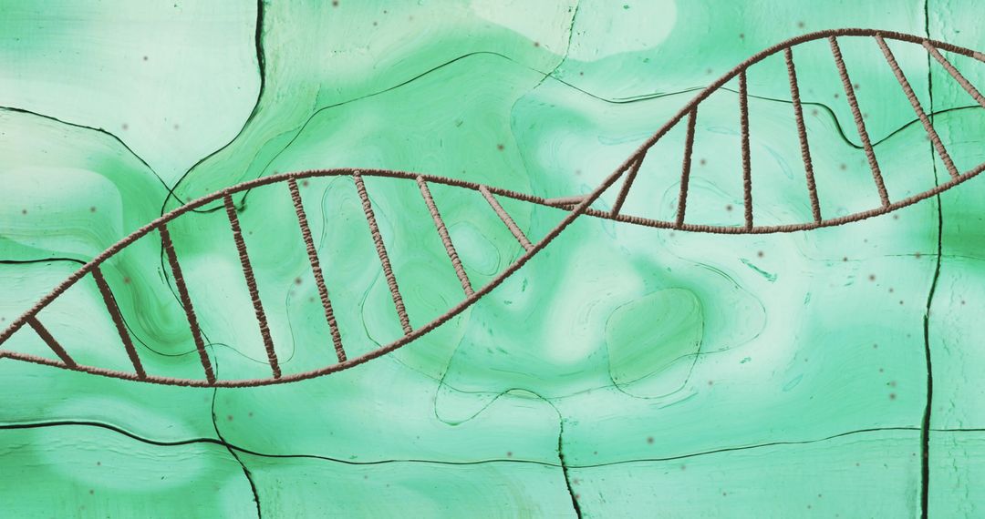 DNA Strand Floating Against Abstract Liquid Background