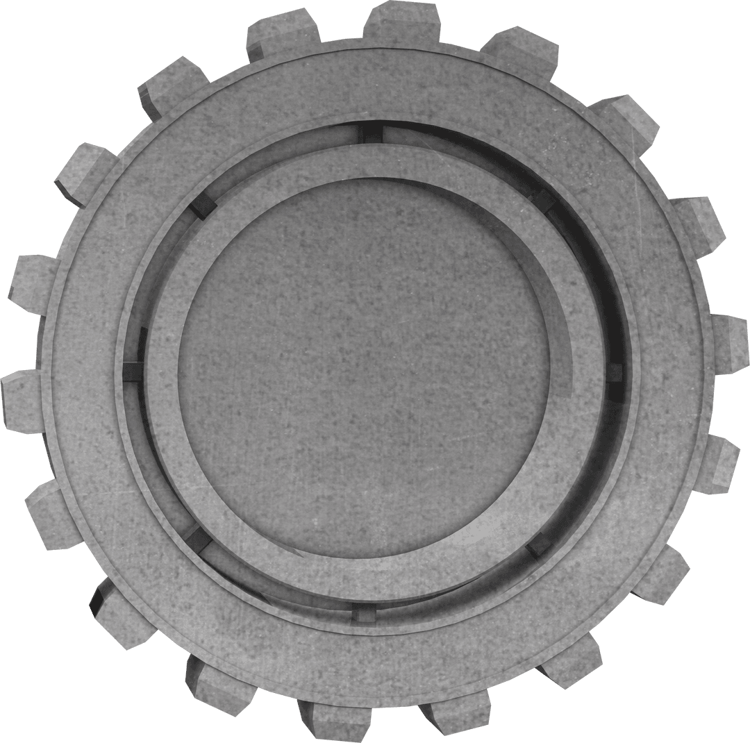 Transparent Gray Metallic Gear Top View for Mechanical Design