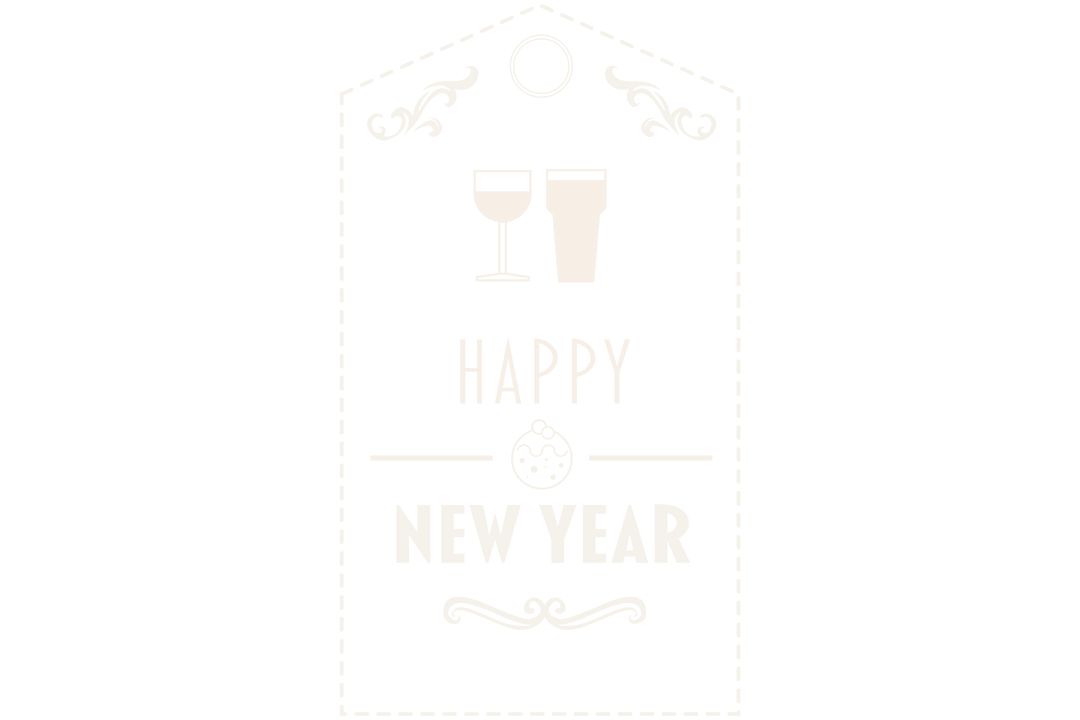Cheers-Themed Happy New Year Text on Transparent Background