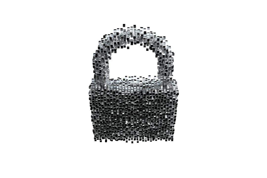 Transparent Digital-Looking Lock on Black Background
