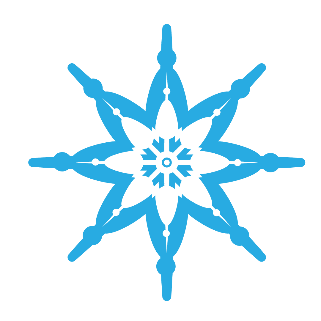 Intricate Digital Blue Snowflake with Transparent Background