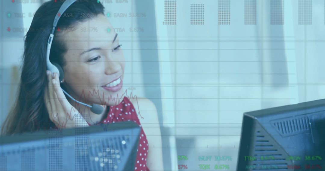 Businesswoman in Call Center Distant Communication Technology Concept