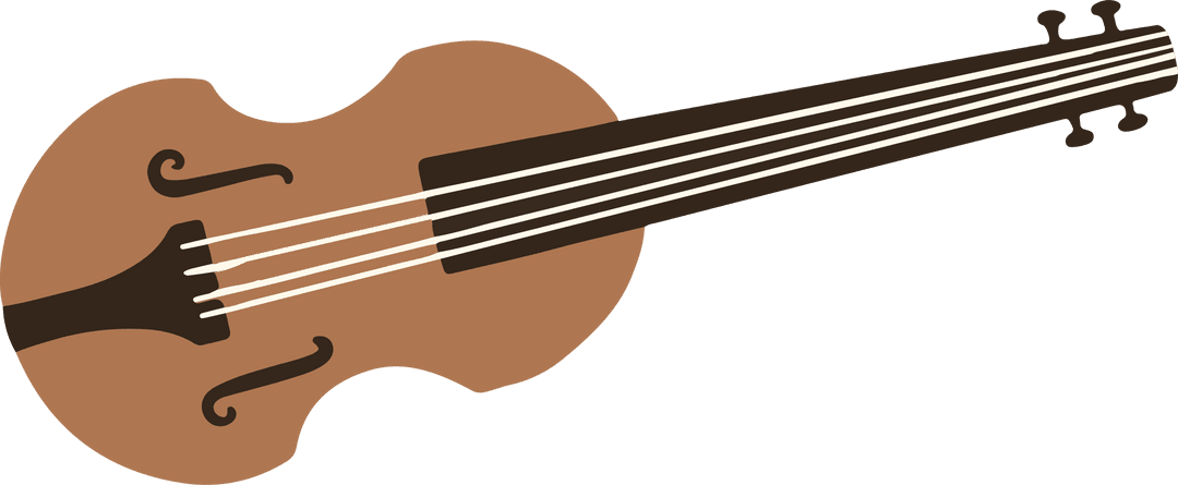Stylized Violin Illlustration on Transparent Background