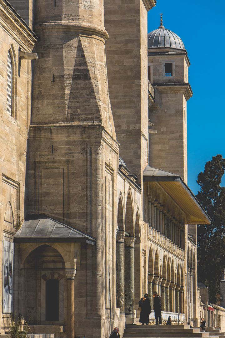 Historic Building with Stone Columns and Archways