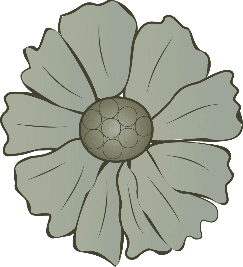 Transparent Green Vector Flower with Eight Vein Petals