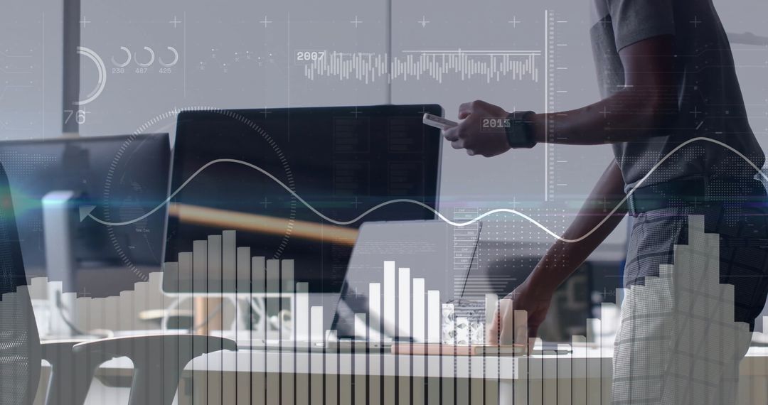 Financial Data Overlay with Professional Using Smartphone