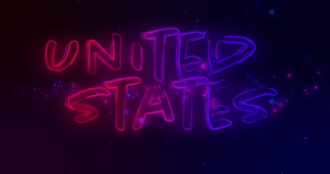 Glowing Neon United States Text with Colorful Background