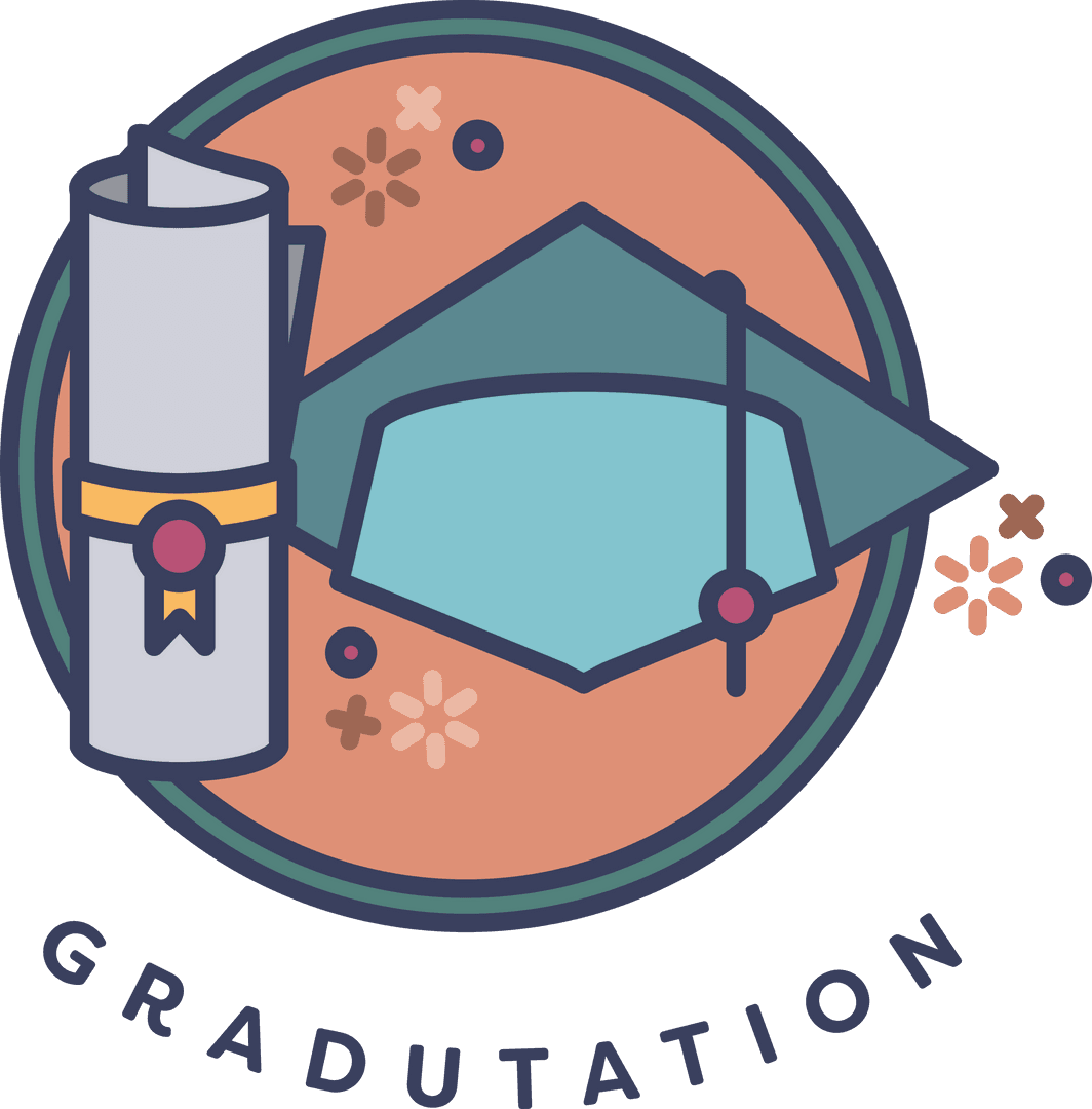 Transparent Digital Graduation Illustration with Icons Background