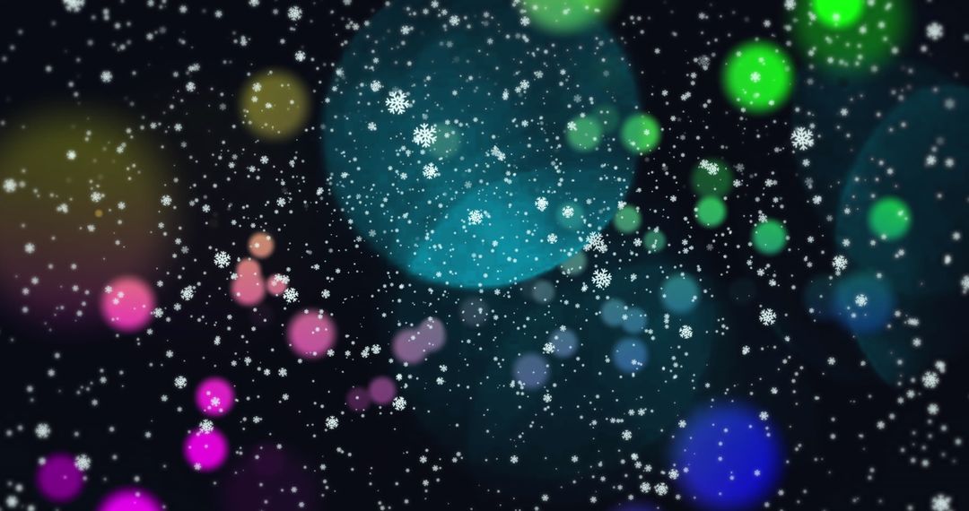 Falling Snowflakes with Vibrant Colorful Bokeh Background