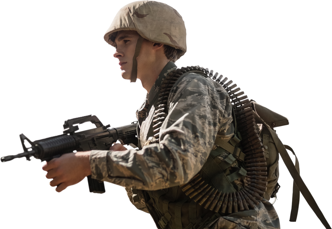 Transparent image of soldier carrying rifle while walking - Download Free Stock Images Pikwizard.com