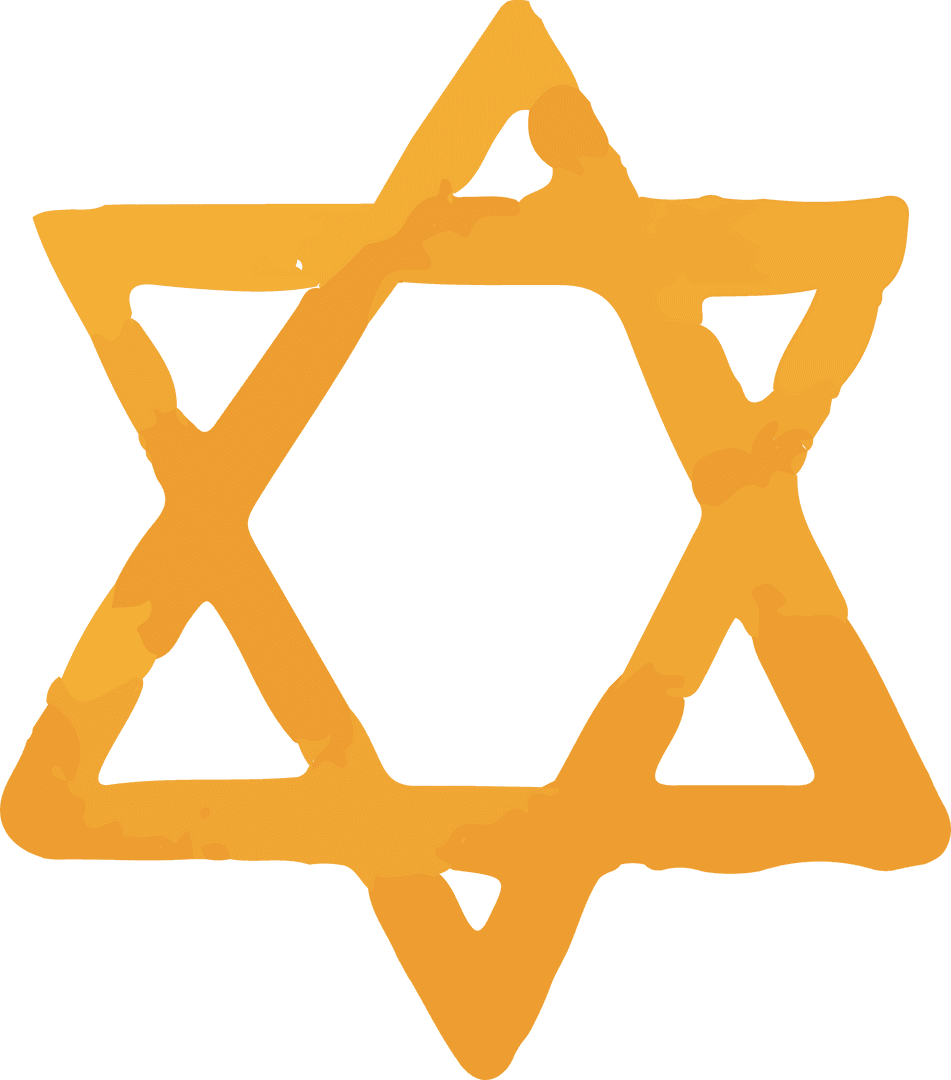 Orange Hexagram Emblem in Brushstroke Style on Transparent Background