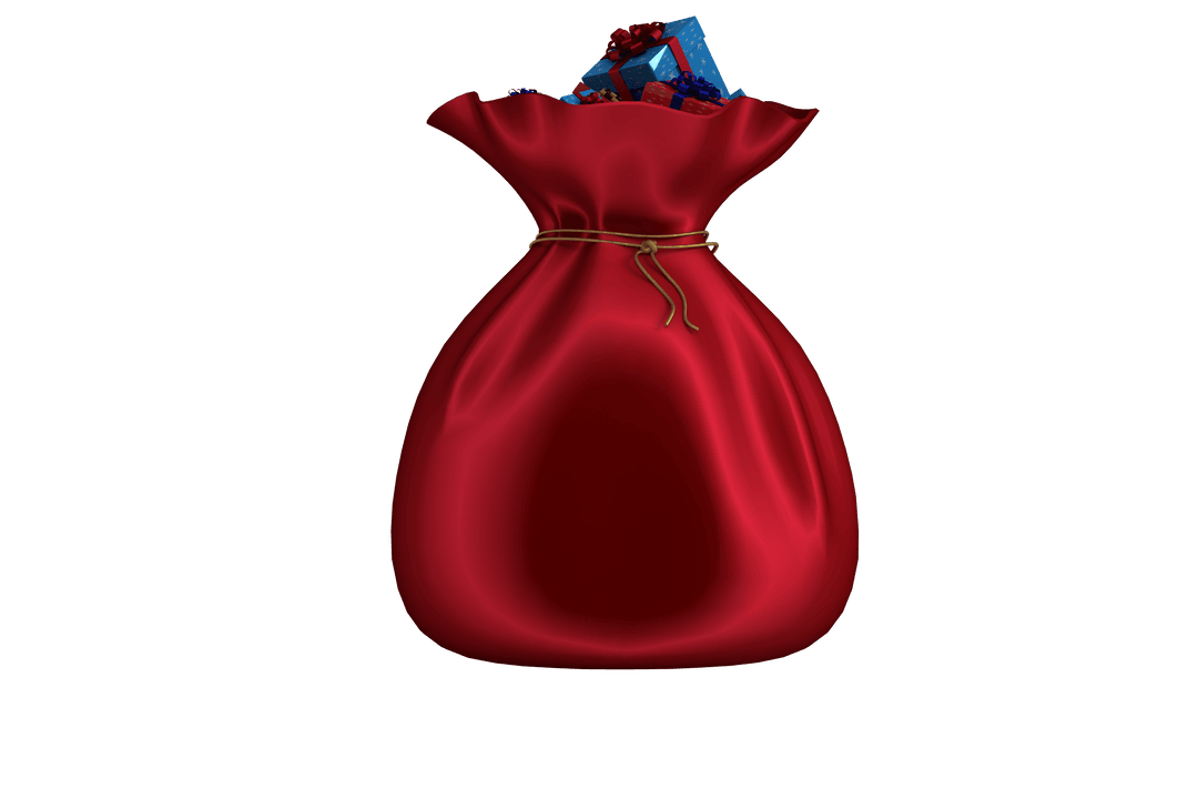 Christmas Gift Sack with Presents on Transparent Background
