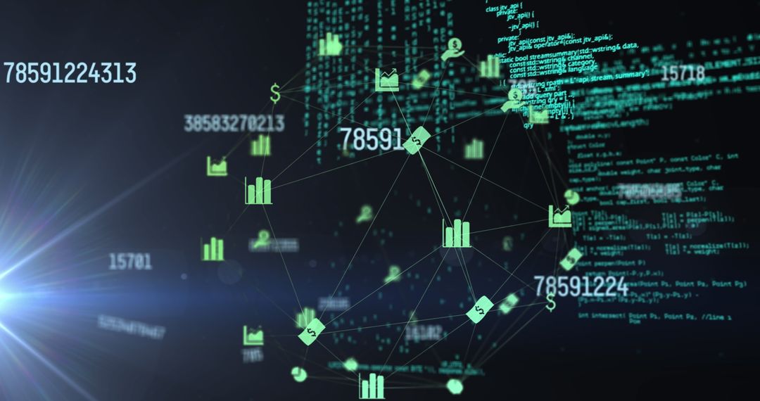 Data Network Visualization with Digital Interface Icons