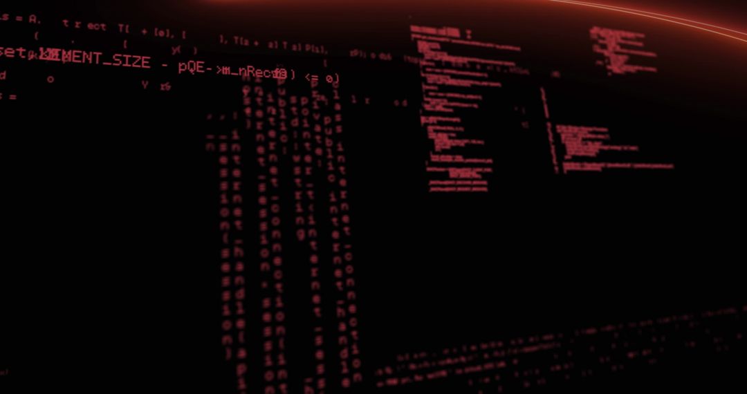Red Data Code on Black Background Symbolizing Digital Processing