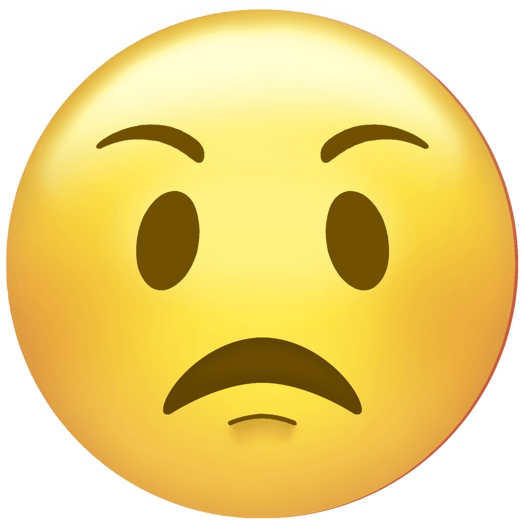 Skeptical Face Emoji Transparent on White Background