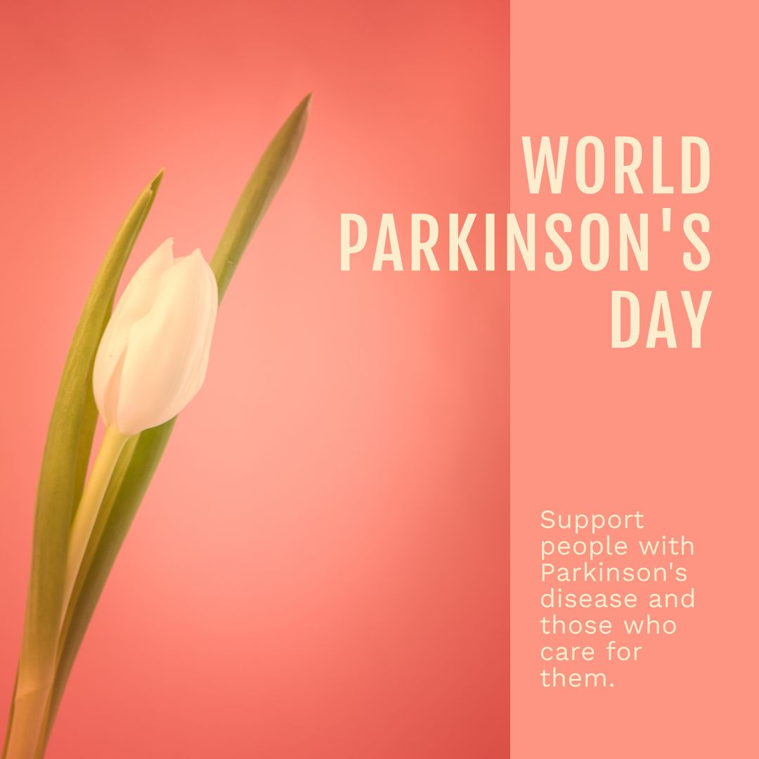 World Parkinson's Day Greeting with White Tulip on Pink Background - Download Free Stock Templates Pikwizard.com