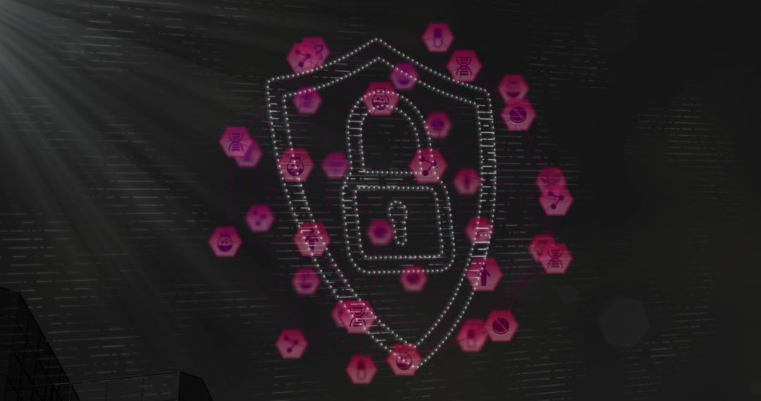 Global Network Illustration with Digital Security Lock Icon