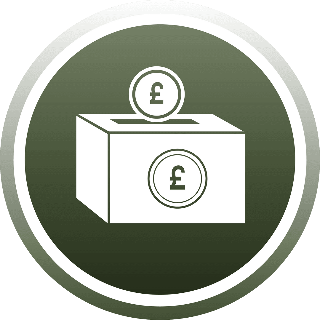 Transparent Donation Box Icon with British Pound Symbol