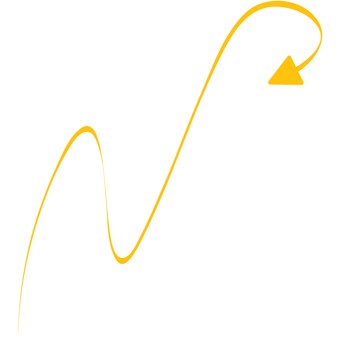 Abstract Yellow Curved Arrow Vector on Transparent Background