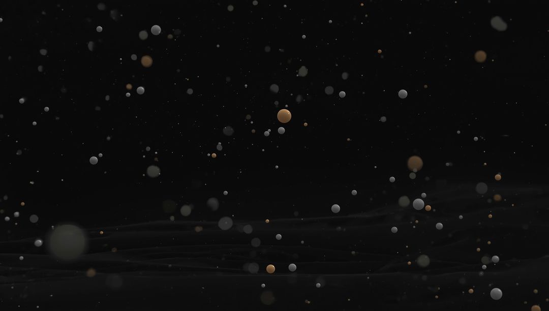 Floating Spheres in Dark Void with Bronze and Gray Tones